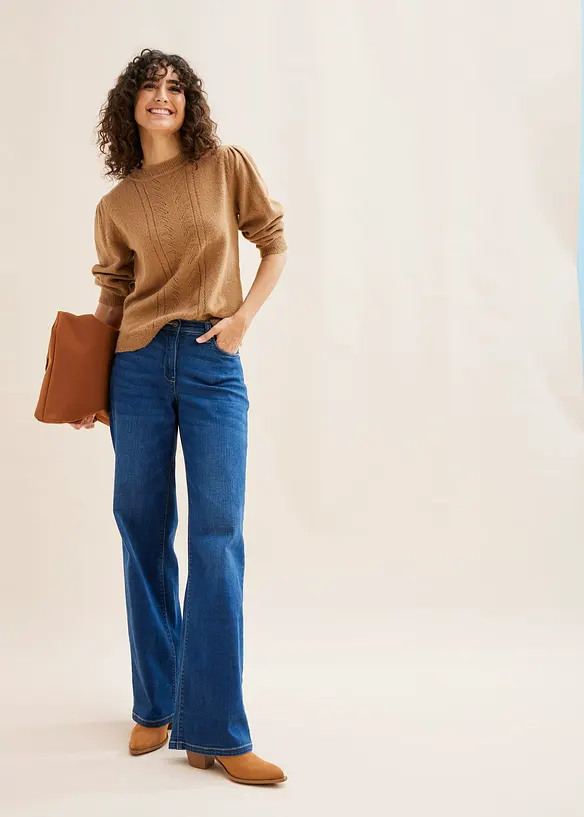 Wide leg jeans mid waist, comfort tailleband, bonprix