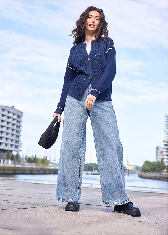 Wide leg jeans met high waist, bonprix