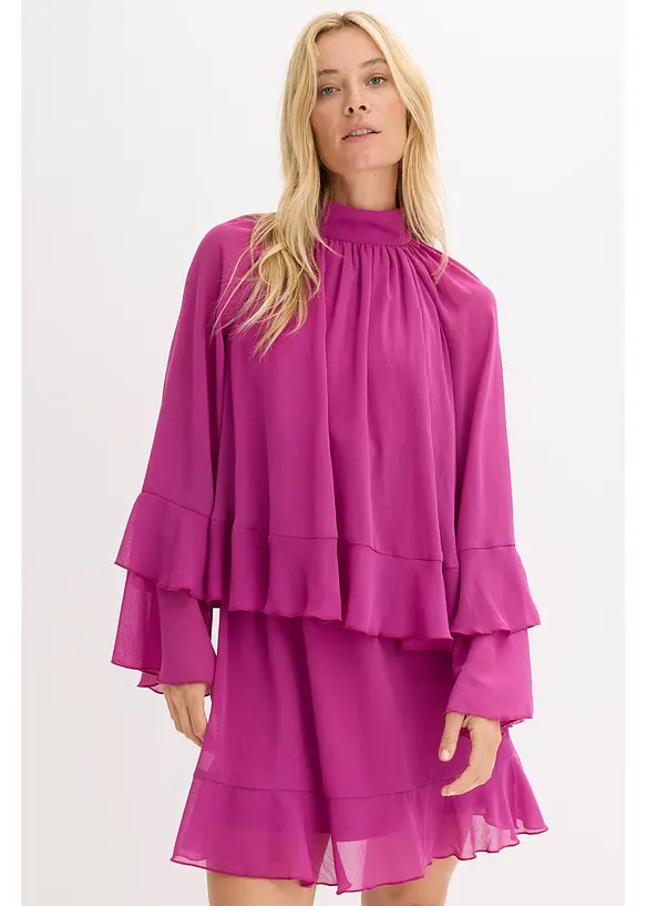 Chiffon jurk met volants, bonprix