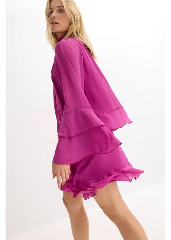 Chiffon jurk met volants, bonprix
