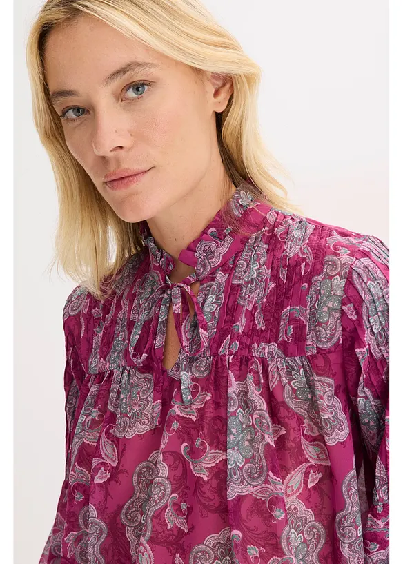 Satijnen tuniek met biezen, bonprix