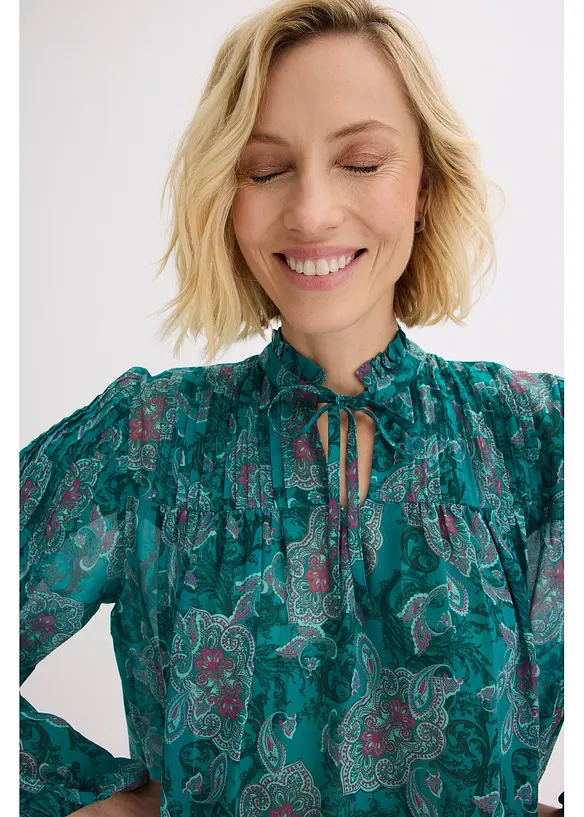 Satijnen tuniek met biezen, bonprix