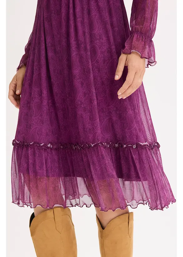 Jersey midi jurk van mesh, bonprix