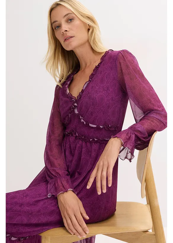 Jersey midi jurk van mesh, bonprix