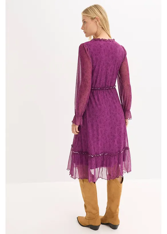 Jersey midi jurk van mesh, bonprix