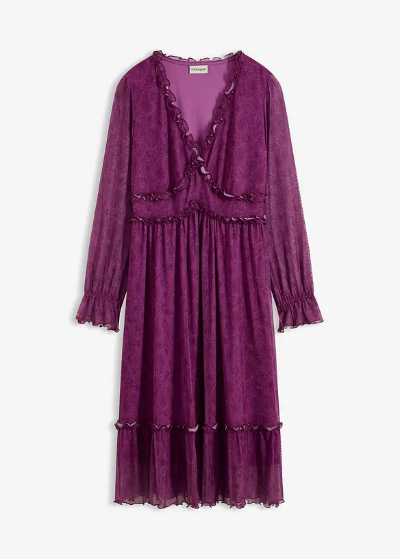 Jersey midi jurk van mesh, bonprix