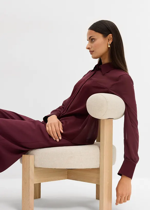 Overhemdblouse met inzetstuk van satijn, bonprix