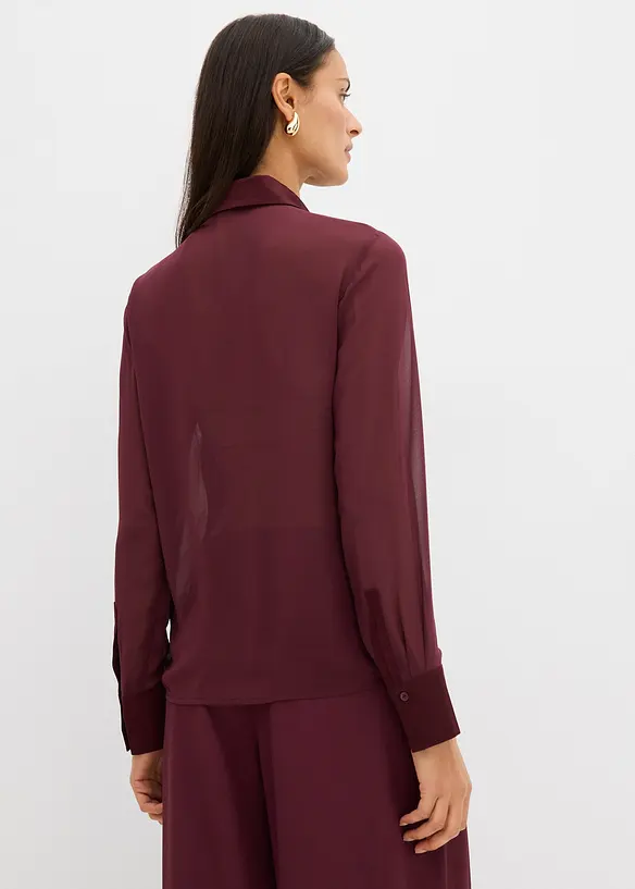 Overhemdblouse met inzetstuk van satijn, bonprix