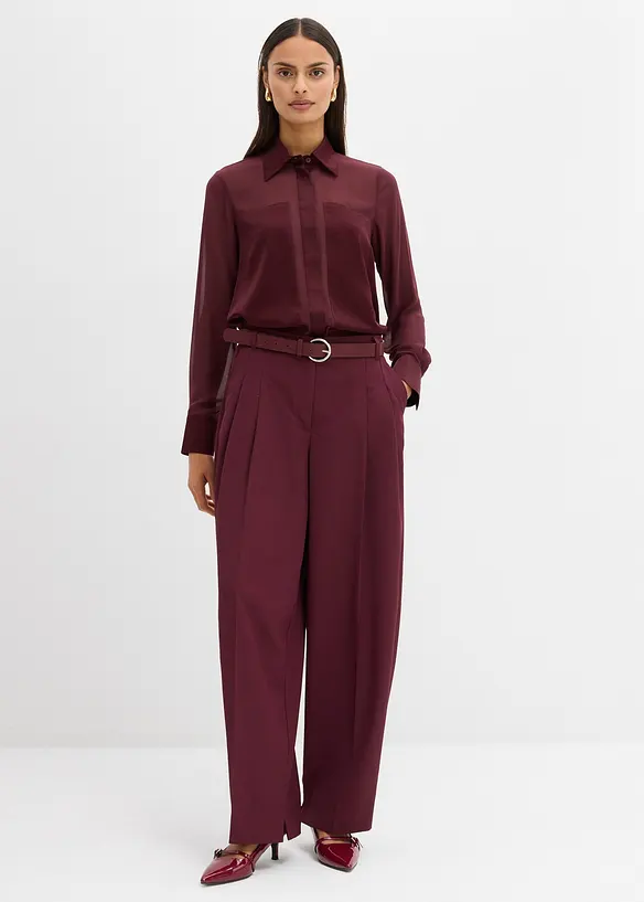 Overhemdblouse met inzetstuk van satijn, bonprix