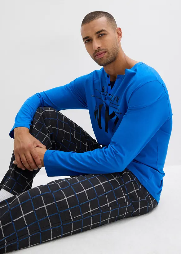 Pyjama van katoen met lange mouwen en knoopsluiting, bonprix