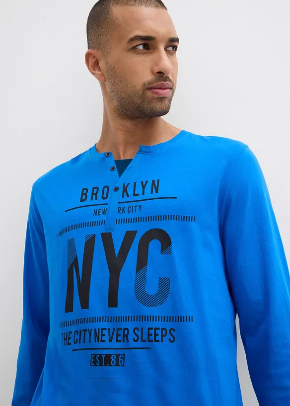 Pyjama van katoen met lange mouwen en knoopsluiting, bonprix