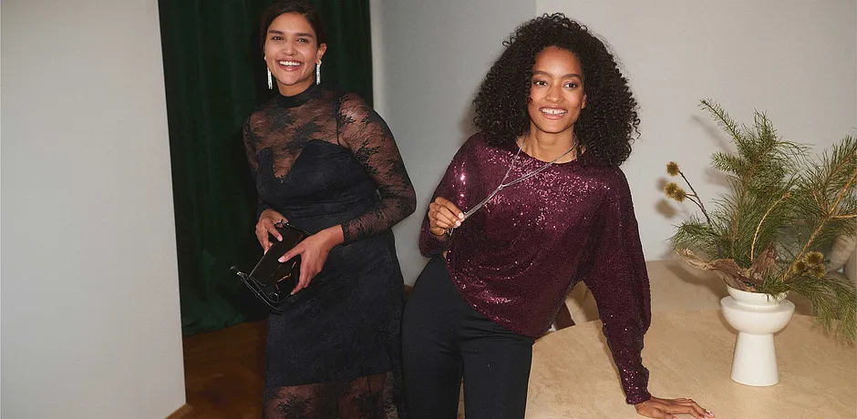 On trend - Longsleeve met pailletten - wijnrood