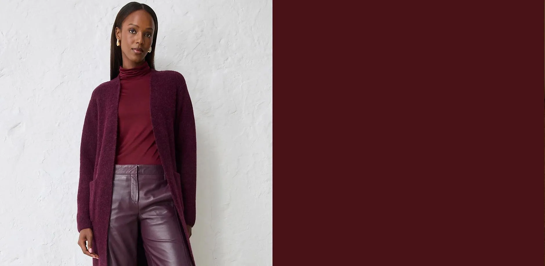 Wijnrood gebreid vest