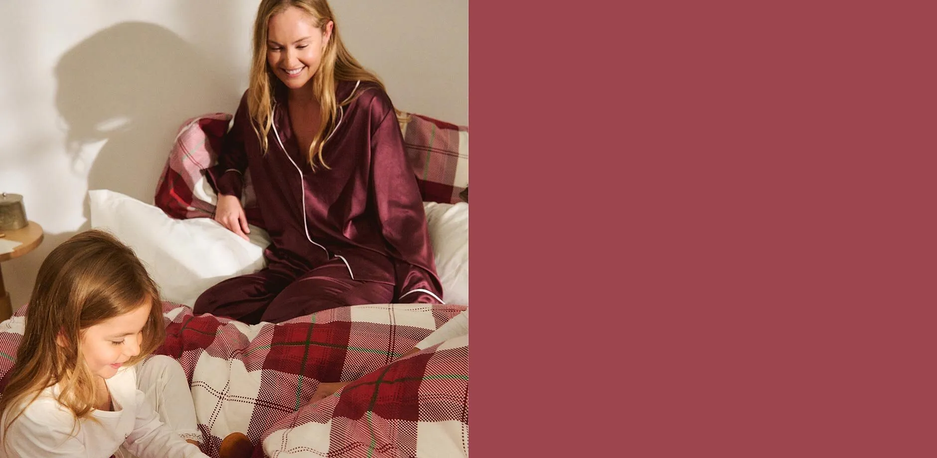 Wonen - Dekbedovertrek met ruiten - rood/cr&egrave;me geruit