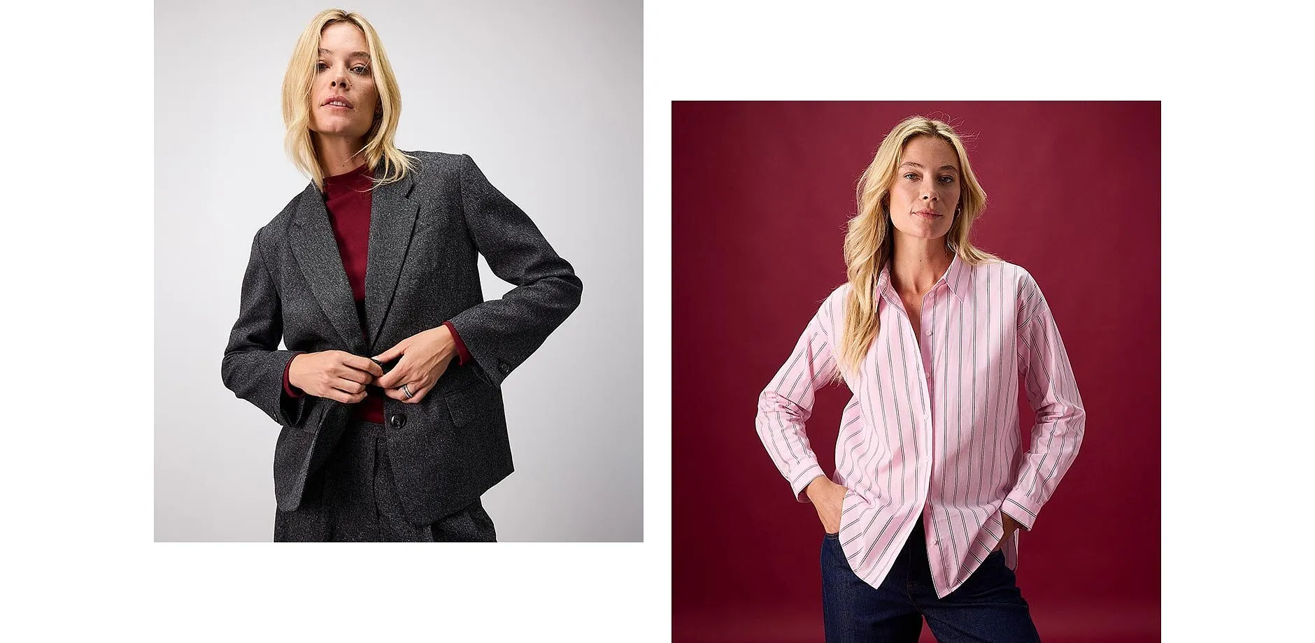 Dames - Oversized blazer van een fijne viscose-mix - grijs gem&ecirc;leerd