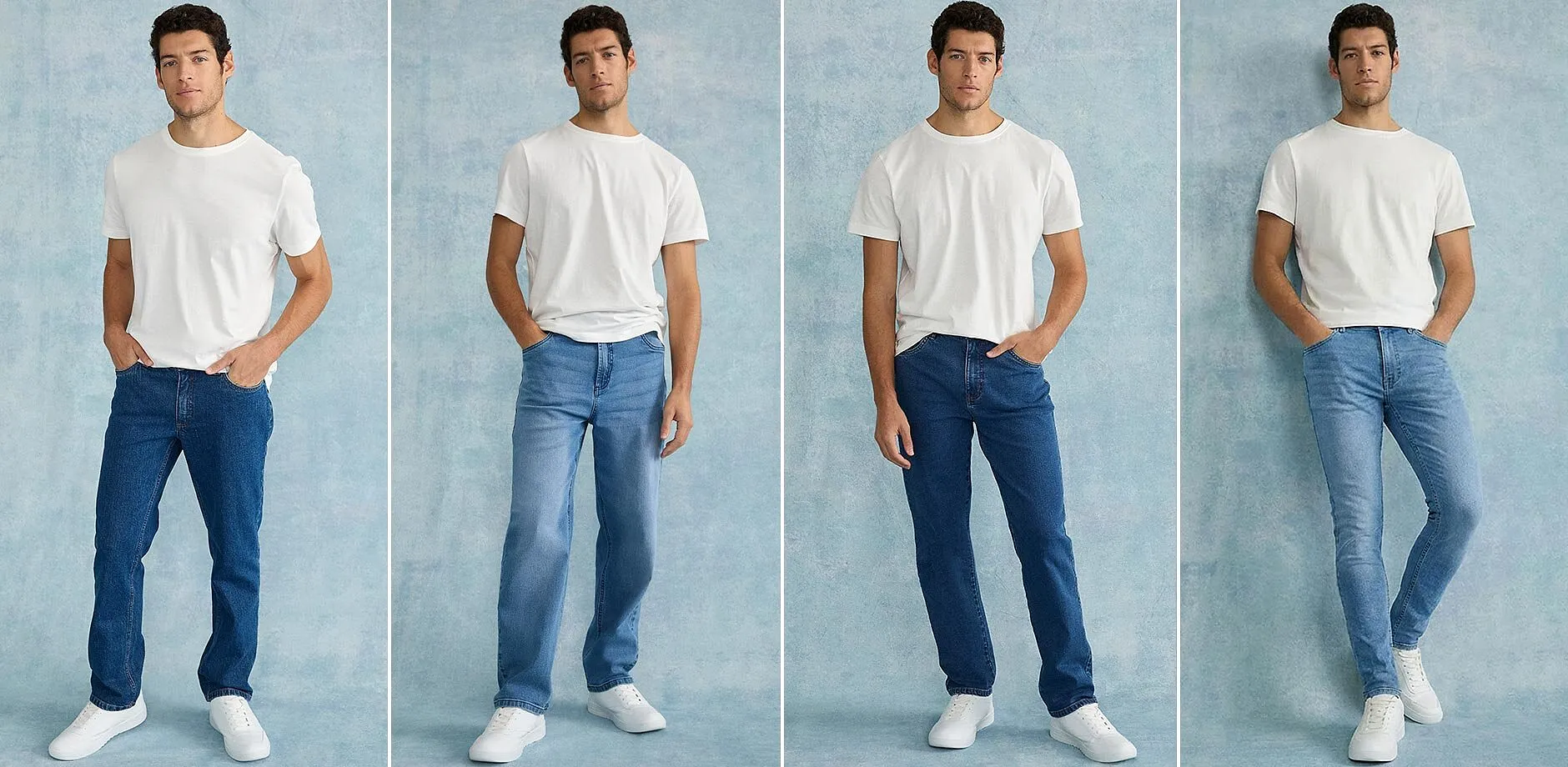 Veelzijdige jeansstijlen: van klassiek overhemd tot jassen en casual truien. Tijdloze denimmode voor mannen.