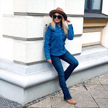Dames - Mom jeans met Positive Denim #1 Fabric - lichtblauw denim used