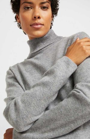 Dames - Wollen trui met Good Cashmere Standard® - grijs gemêleerd