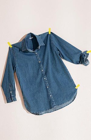 Dames - Oversized stretch spijkerblouse - lichtblauw denim