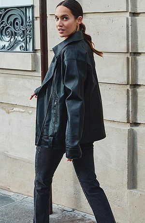 Dames - Oversized bikerjack - zwart