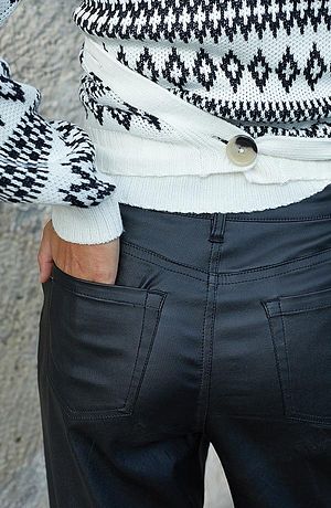 Dames - Imitatieleren Marlene Dietrich broek - zwart