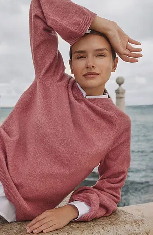 On trend - Gebreide hoodie - soft bessen