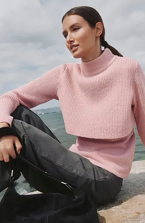 On trend - Trui in lagen - asroze/lichtroze