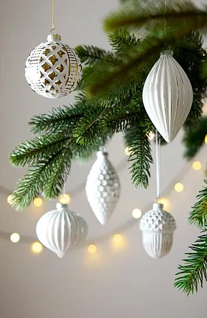 Wonen - Kerstballen (set van 12) - wit/goudkleurig