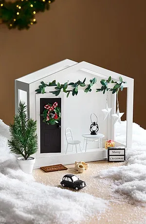 Wonen - Ornament deur met terras (14-dlg. set) - zwart/wit