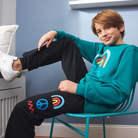 Kinderen - Sweater - donkersmaragd met print