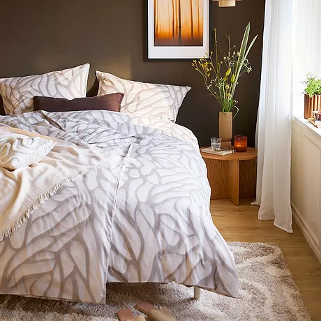 Wonen & Tuin - Dekbedovertrek met een organisch motief - taupe/beige