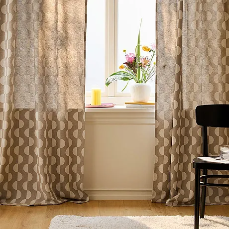 Wonen & Tuin - Gordijn van bioloigisch katoen met een grafisch motief (1 stuk) - bruin