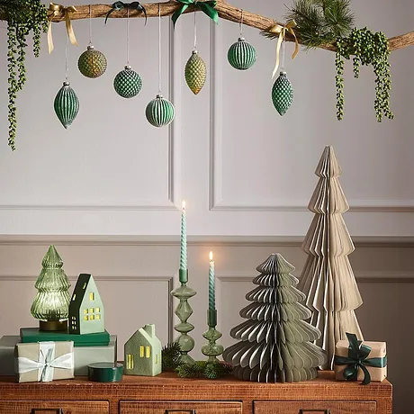 Kerstdecoratie in groen.