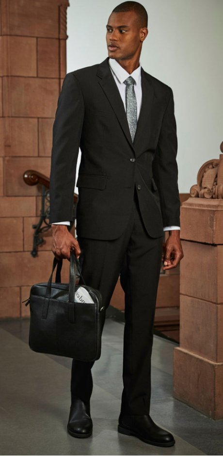 Heren - 4-delig pak: colbert, broek, overhemd, stropdas - zwart