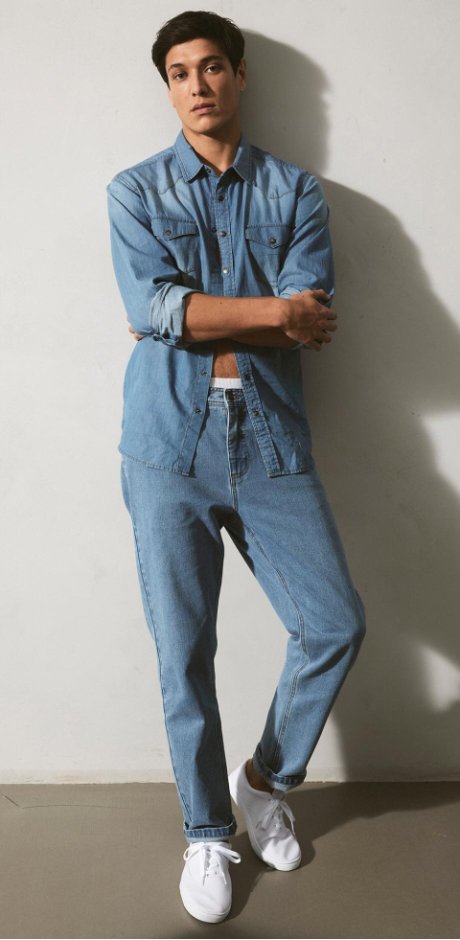 Heisenberg_FutureUse - Classic fit jeans met deels elastische band, straight - lichtblauw denim