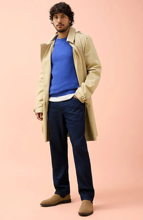 Heren - Jeans relaxed fit, straight - diepblauw denim ongewassen