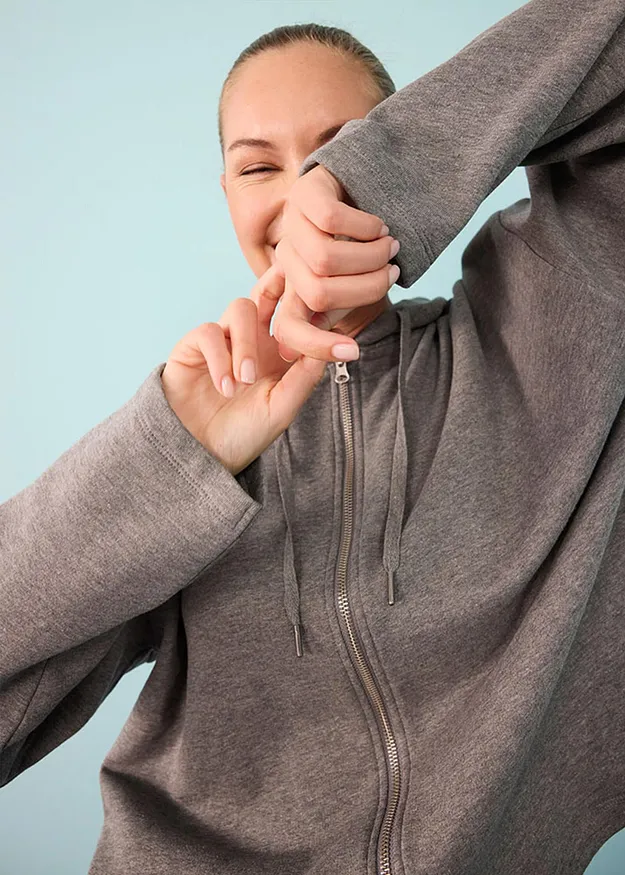 On trend - Sweatvest van biologisch katoen - grijs gem&ecirc;leerd