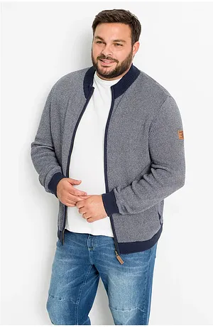 Grijs grof gebreid vest met opstaand kraagje