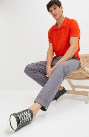 Heren - Poloshirt met resortkraag van biologisch katoen, korte mouw - bloedsinaasappel