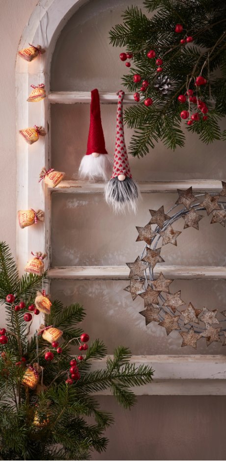 Wonen - Hangdecoratie «Santa» (3-dlg. set) - grijs/wit/rood