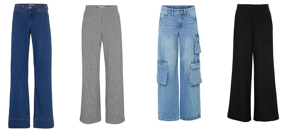 Dames - Comfort stretch jeans, wide fit - blauw denim