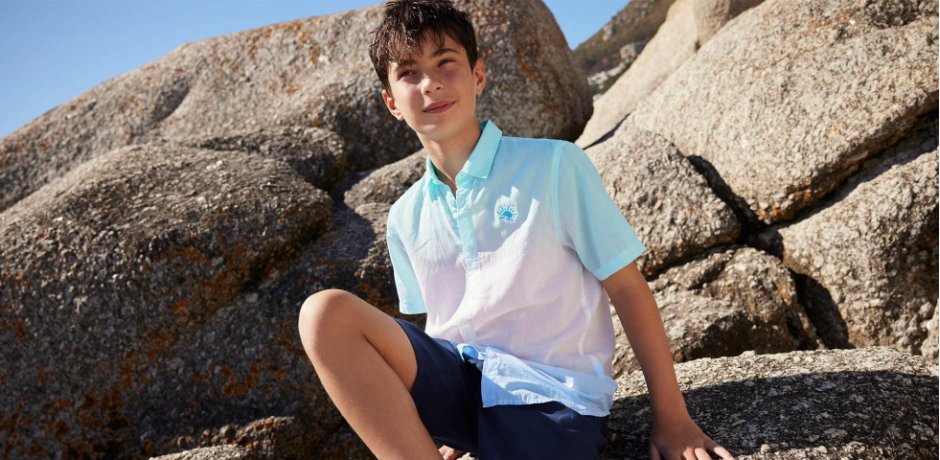 Kinderen - Jongens tie dye overhemd met korte mouwen - wit/turkoois/middenblauw