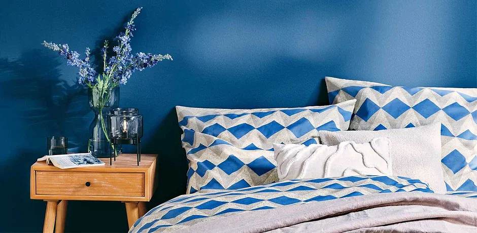 Wonen & Tuin - Dekbedovertrek met een grafisch design - blauw/beige