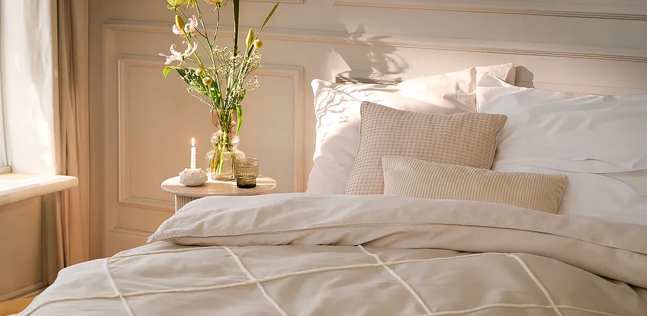 Wonen & Tuin - Sprei met ruiten - beige