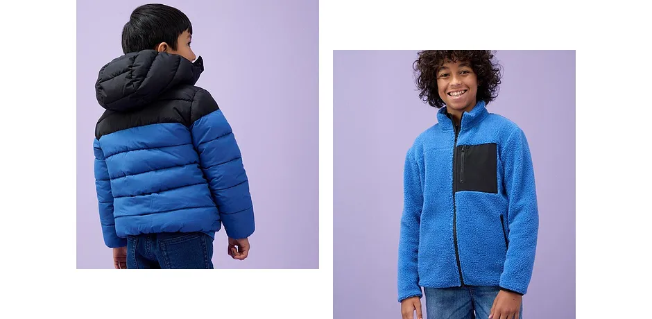 Kinderen - Teddy fleece vest - blauw/zwart