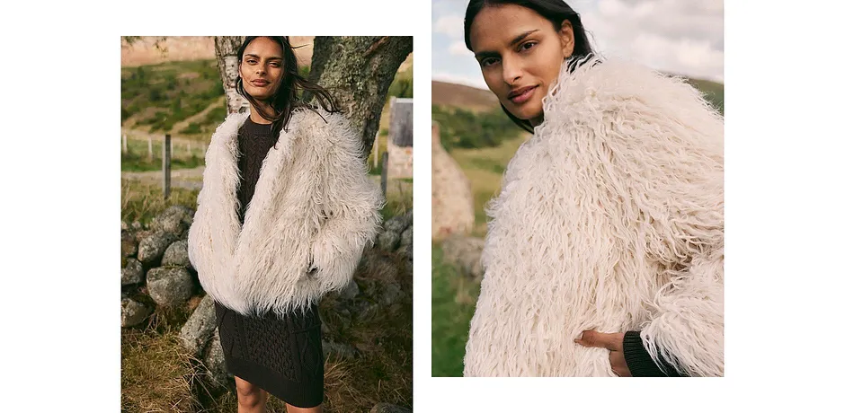 Dames - Oversized imitatie bontjas - parelwit