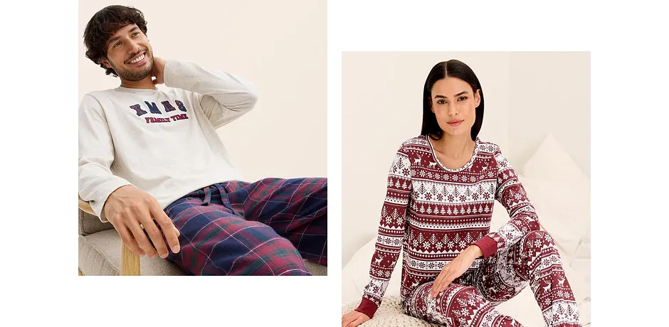 On trend - Pyjama van biologisch katoen - esdoornrood/wit