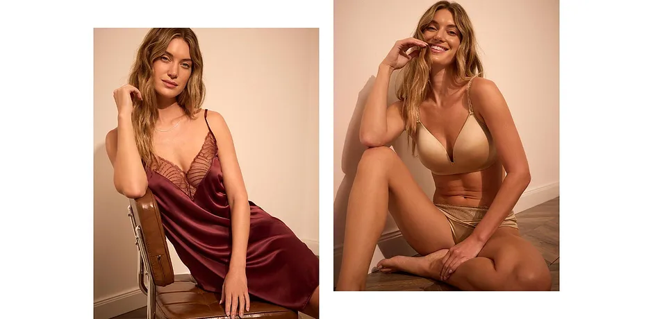 Dames - Slipdress met elegant borduursel - wijnrood