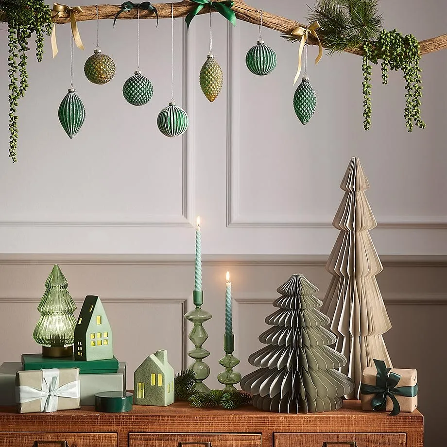 Kerstdecoratie in groen.