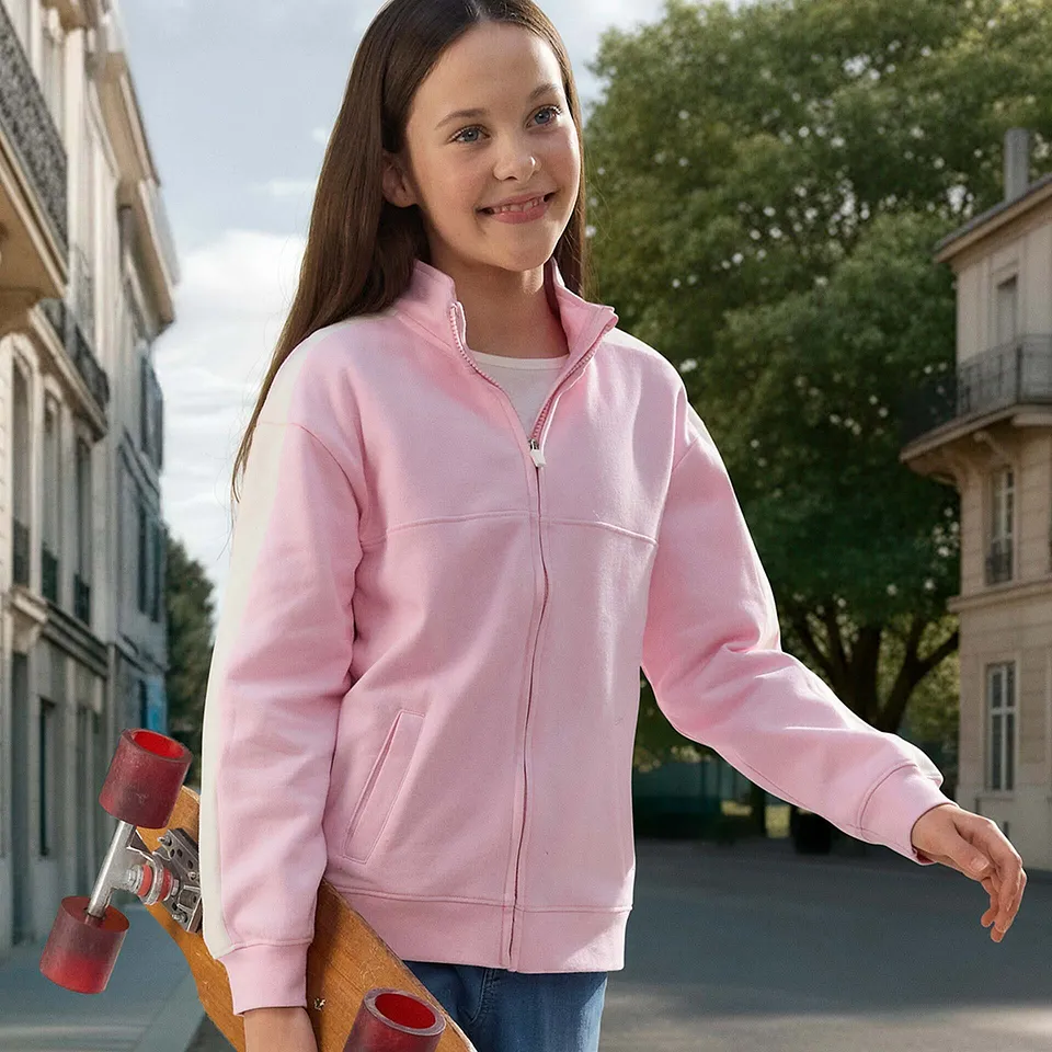 Kinderen - Sweatvest van biologisch katoen - kristalroze/parelwit